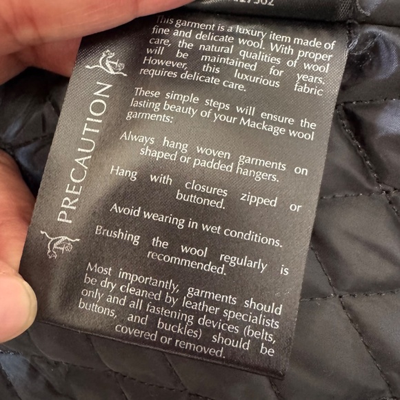 Mackage  Canada Black Trench Coat leather with wool SZ - Picture 13 of 16